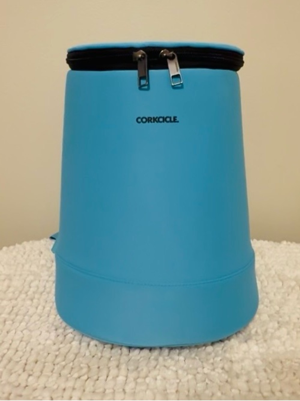 Corkcicle Eola Bucket Cooler Backpack Bag, light blue, used.